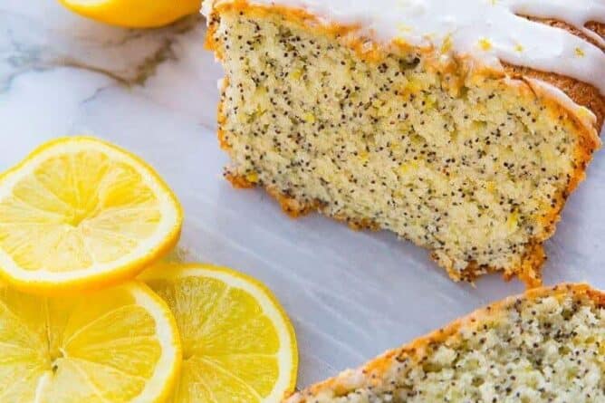 Lemon Poppy Seed Loaf Cake with Lemon Icing Glaze, perfect for your springtime baking!