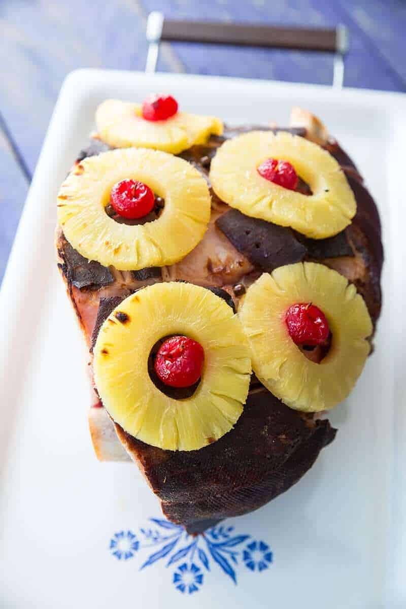 Retro 7-Up, Pineapple & Cherry Slow Cooker Ham - The Kitchen Magpie