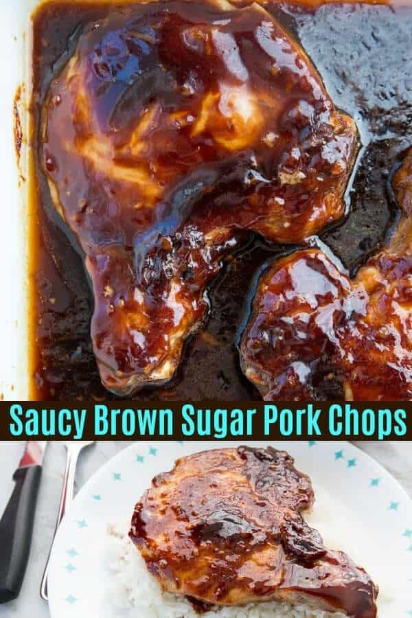 Saucy Brown Sugar Baked Pork Chops are a fast, easy and delicious way to bake pork chops! The entire family will love them! #pork #porkchops #porkchop #recipe #dinner #supper #baked #familyfriendly 