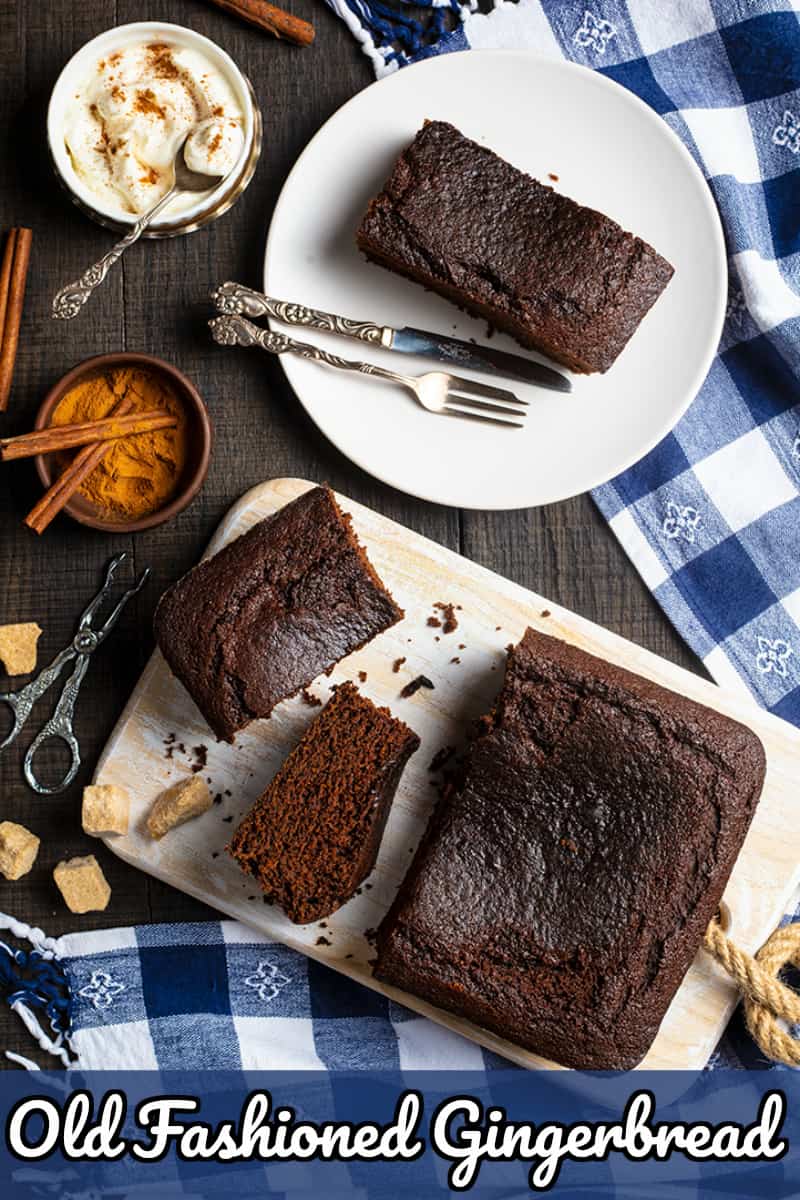 Old Fashioned Gingerbread is an actual gingerbread cake, a spicy and dark cake topped with simple whipped cream or even a cream cheese buttercream icing. 