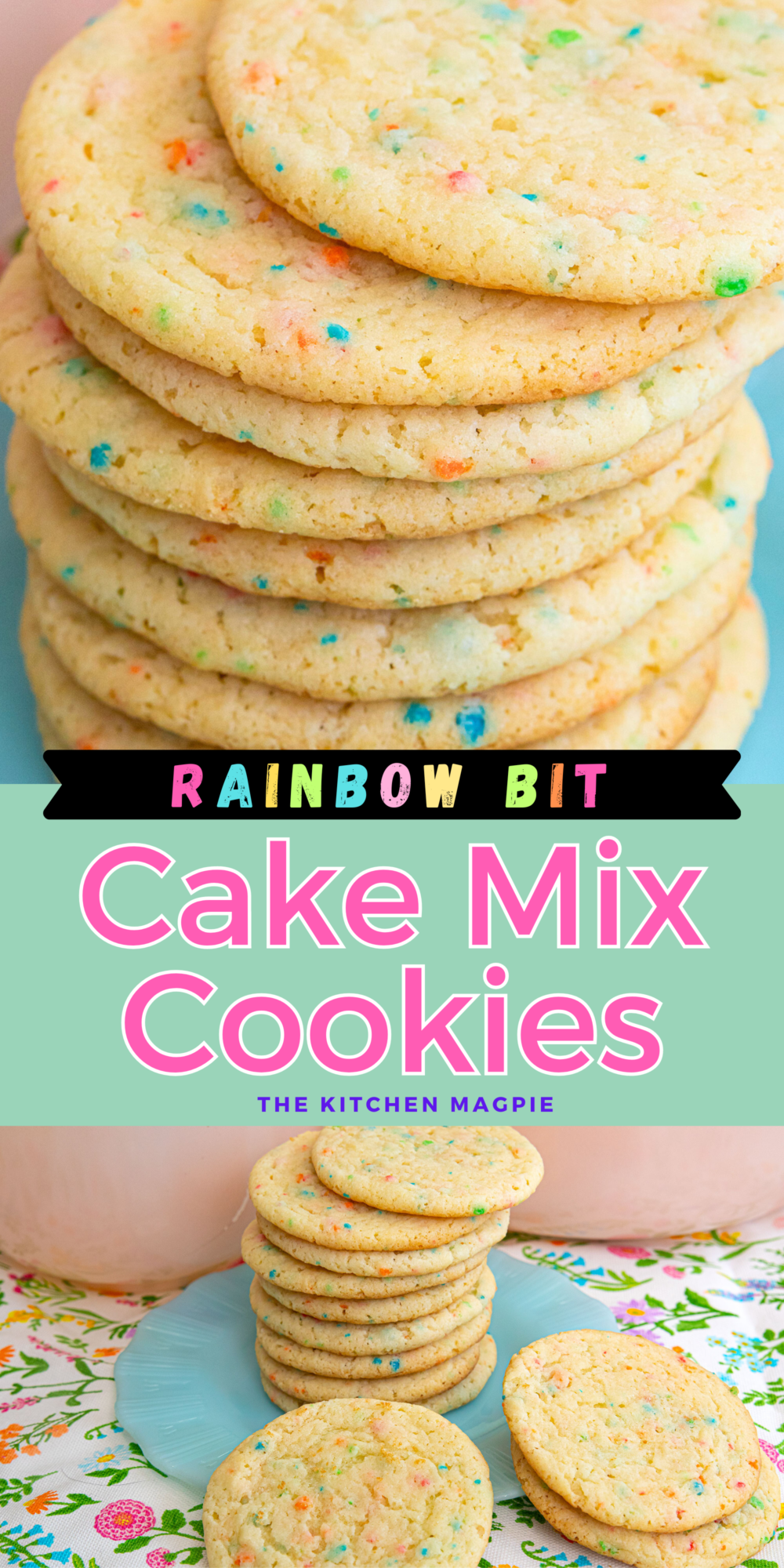 Easy and fast rainbow bit cake mix cookies for when you are in a hurry! #cookies #cakemix #funfetti 