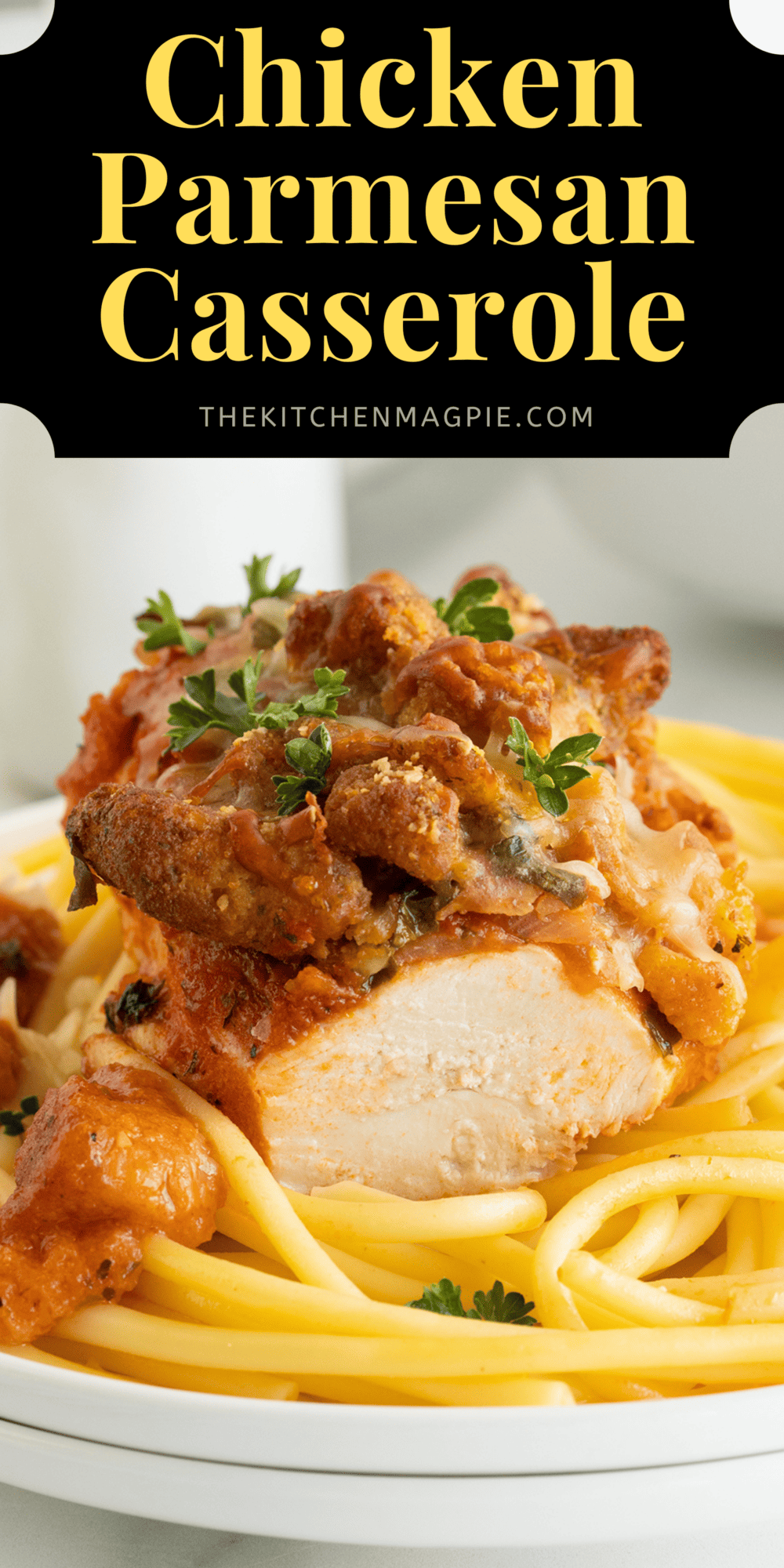 Chicken Parmesan Casserole! Easy, delicious and perfect for those busy weekdays! You can double this perfectly!