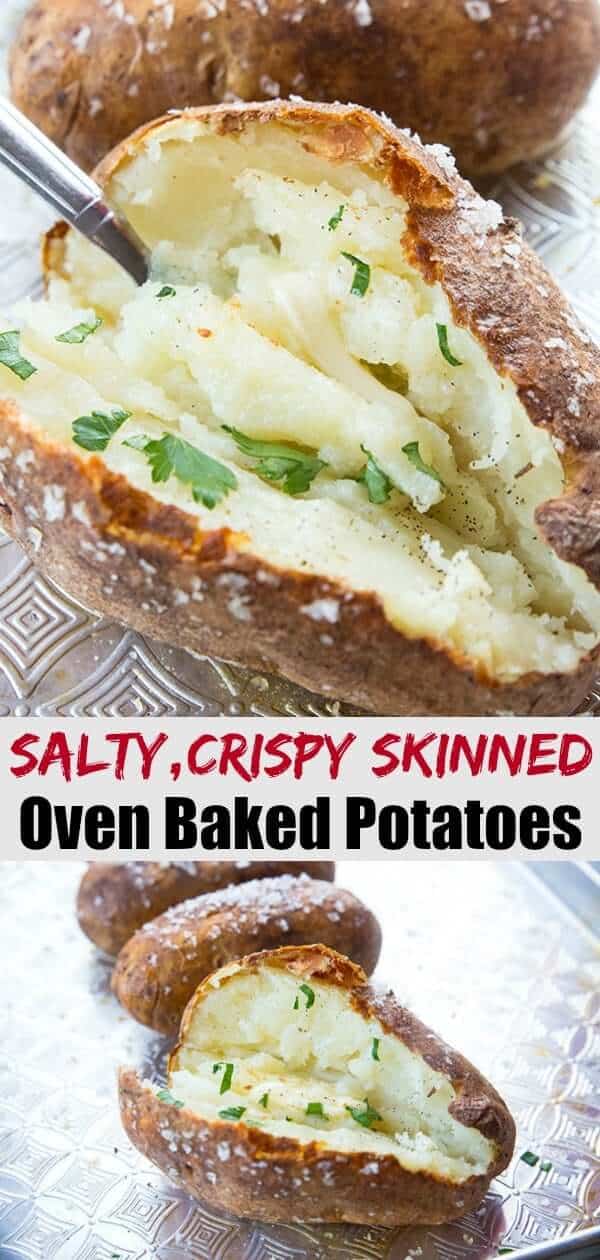 If you are looking for restaurant quality,salty, crispy skinned baked potatoes, here is how to make the BEST baked potato - with a few secret tricks of the trade! #potatoes #bakedpotatoes #sidedish #recipes #recipe #potato #bbq