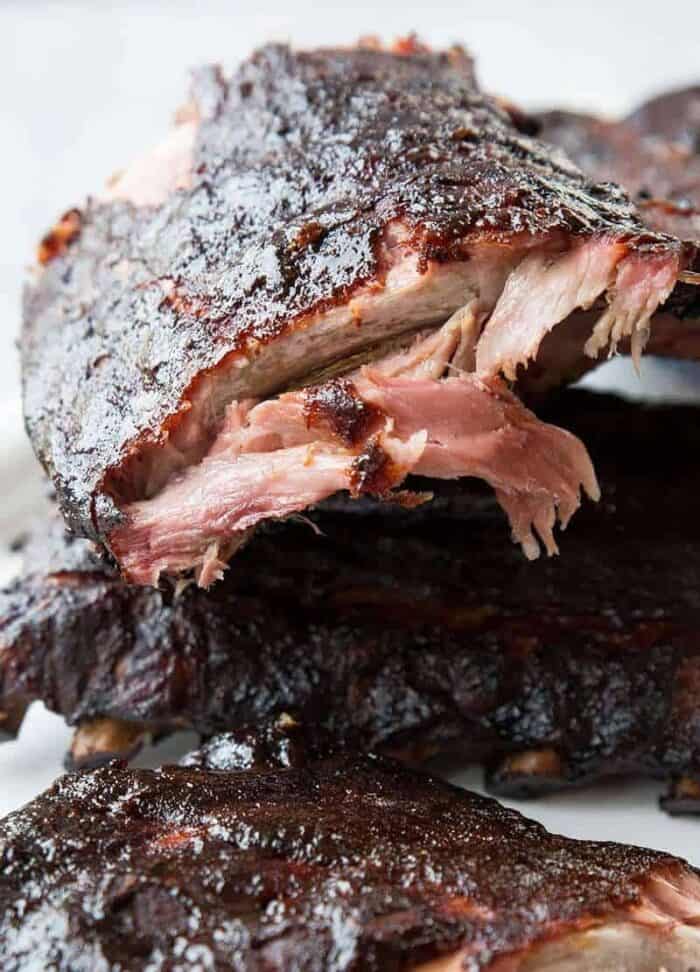  Close up of the smoked ribs 