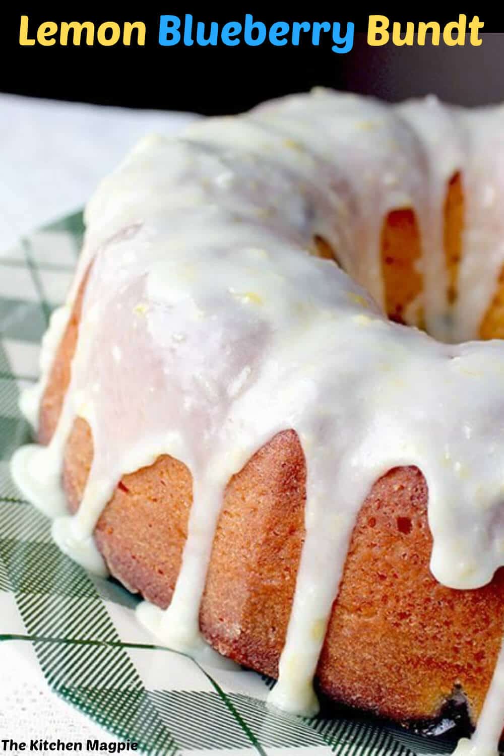 Greek yogurt is the secret to this amazingly moist cake. Tangy, sweet and the lemon glaze is to die for. #lemon #bundt #blueberry