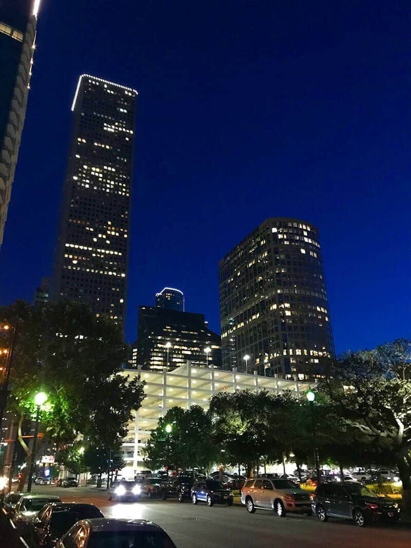 Lighted Downtown Houston at Night