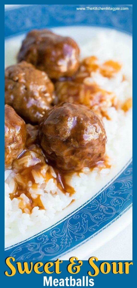 My Mom's sweet and sour meatballs recipe. These meatballs are baked in the oven in a retro sweet and sour sauce that can't be beat! #meatballs #sweetandsour