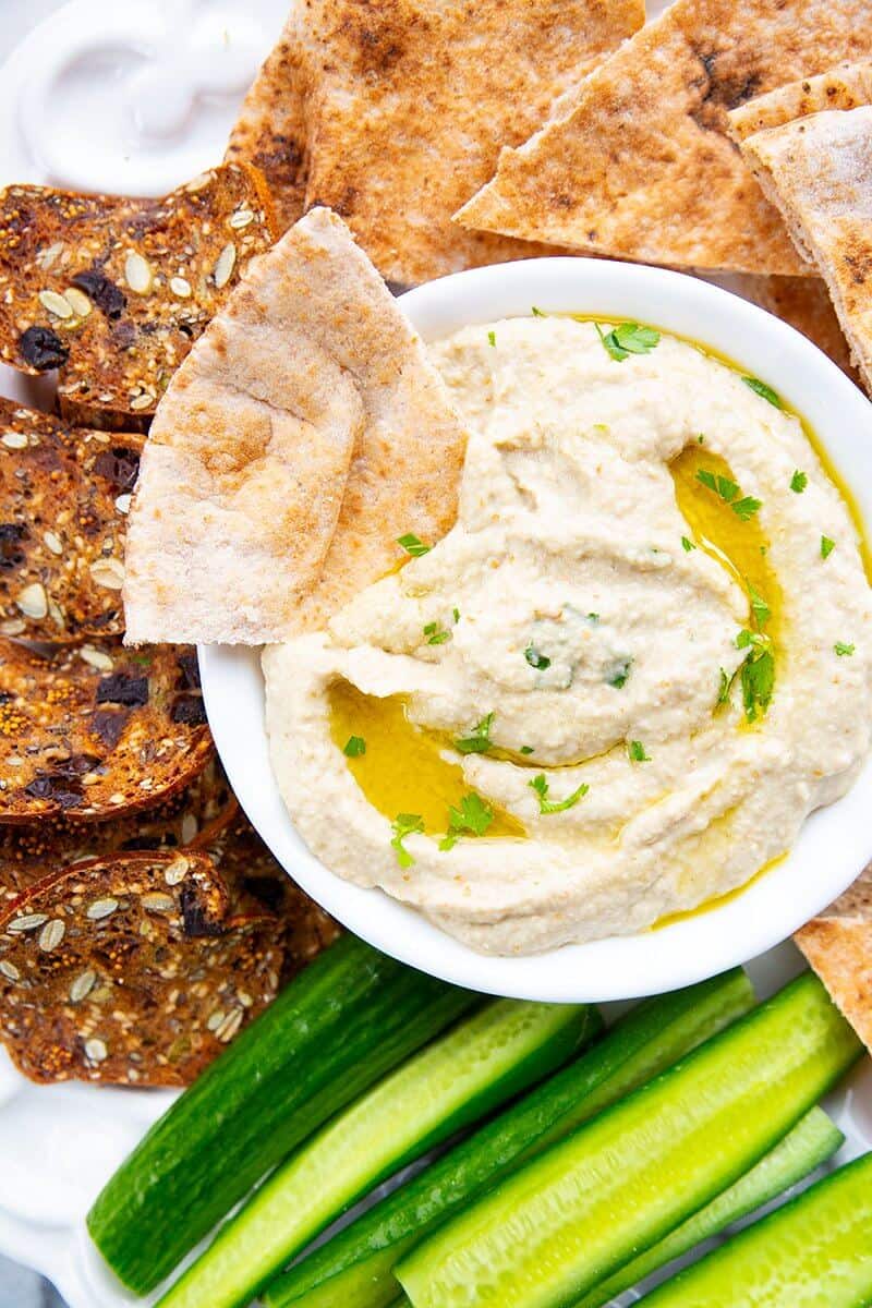 Baba Ganoush with oven baked pita chips