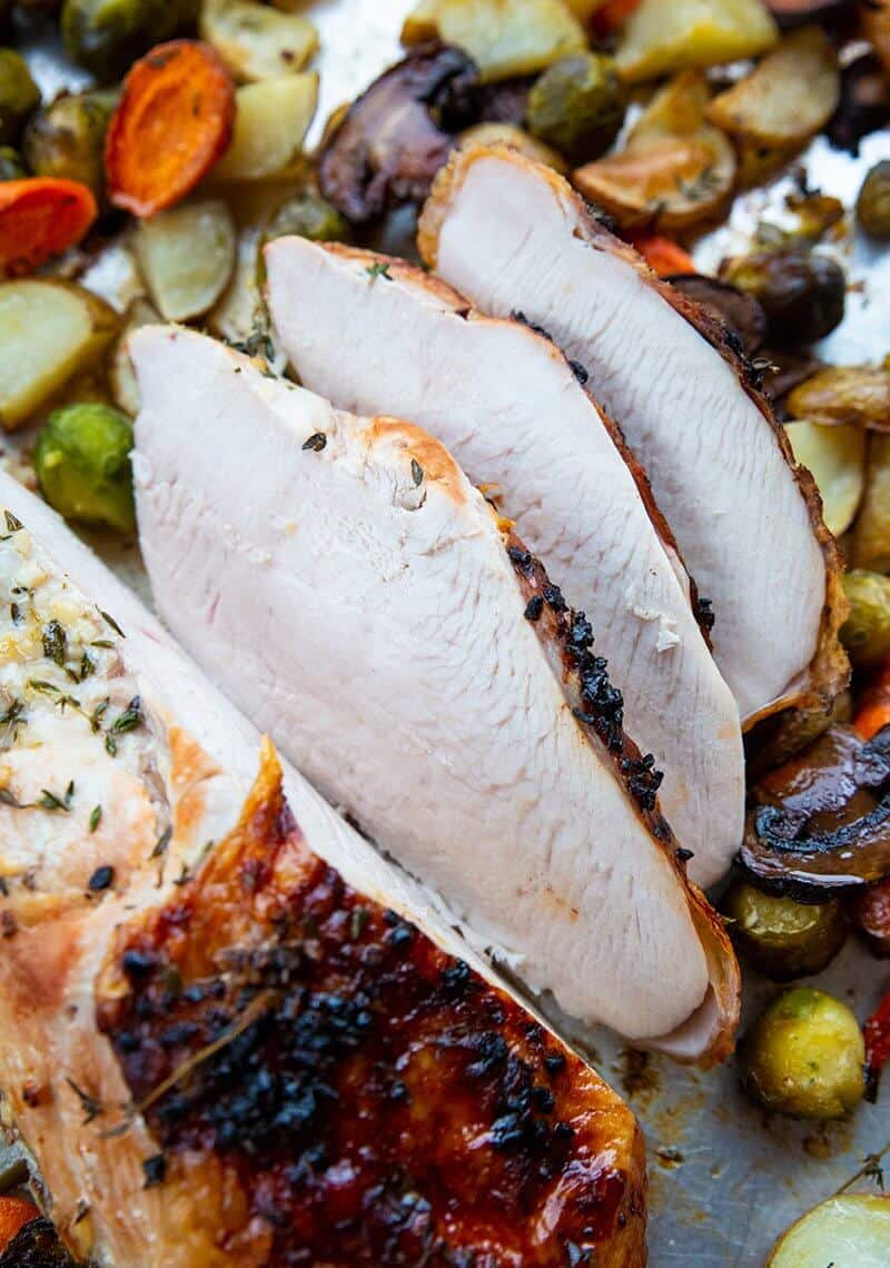 sliced Roast Turkey Breast with Buttery Herb & Garlic