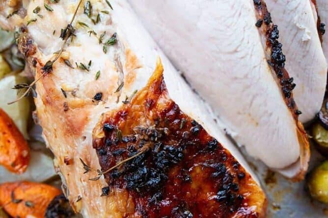 sliced Roast Turkey Breast with Buttery Herb & Garlic