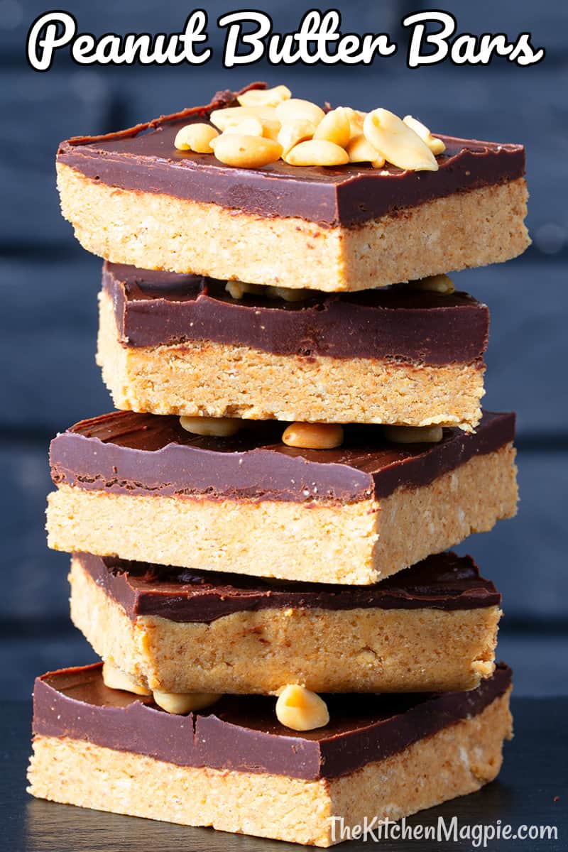 The classic no bake peanut butter bars using peanut butter, powdered sugar and crushed graham crackers with a chocolate peanut butter topping!