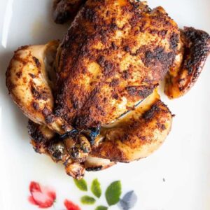 Slow Cooker Rotisserie Chicken in a white plate