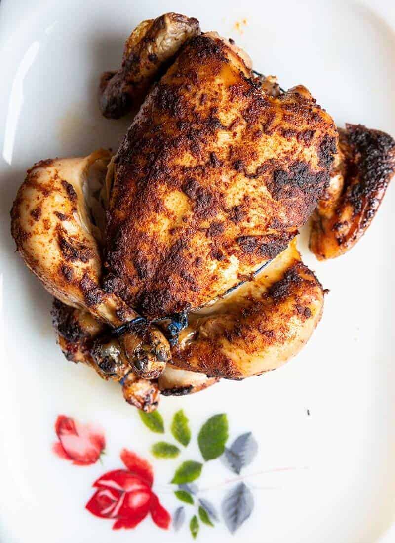 Slow Cooker Rotisserie Chicken in a white plate