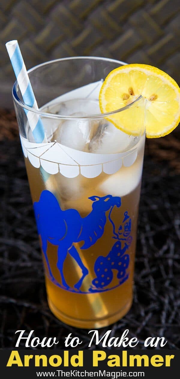 The Arnold Palmer Drink is a mocktail (non-alcoholic drink) made from combining equal amounts of iced tea and lemonade. It's an American classic! #mocktail #drink #lemonade #icedtea #arnoldpalmer #nonalcoholic