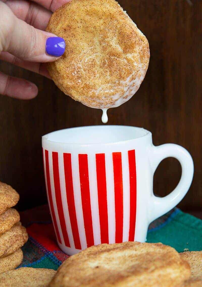 close up Snickerdoodle Cookie Dripping Milk