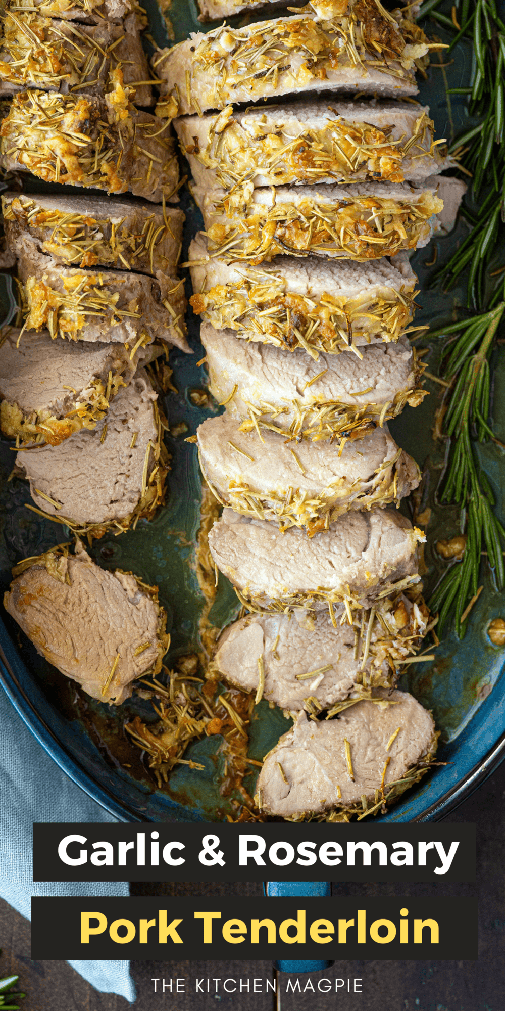 Rosemary, garlic and Parmesan cheese team up to make the easiest ( and most delicious) pork tenderloin you are ever going to taste! #pork #tenderloin #rosemary #garlic 