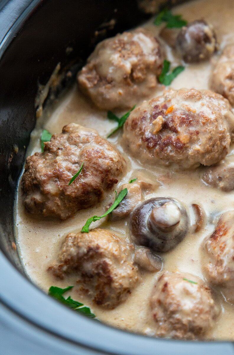 Browned and Cooked Meatballs in the Crock Pot