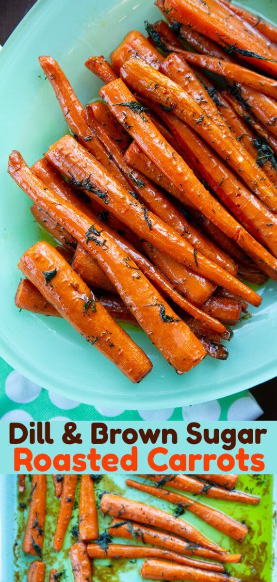 This roasted carrot recipe is taken to the next level with the addition of dill and brown sugar! Trust me, the flavour combination is one you are going to love! #roastedcarrots #carrots #vegetarian
