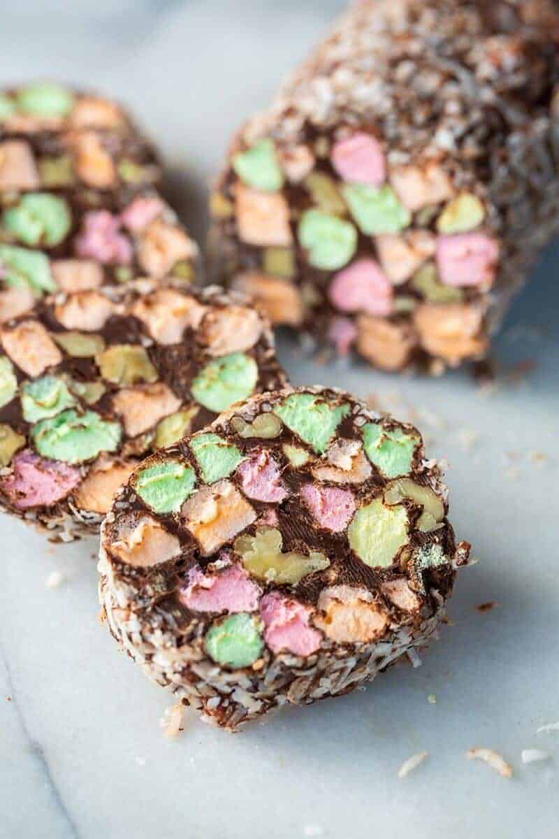 sliced Marshmallow Yule Log