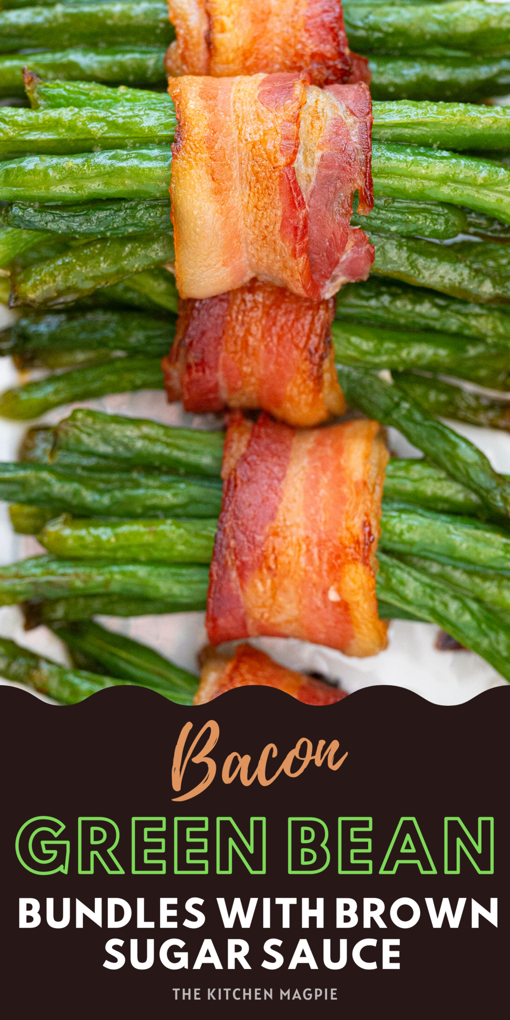 These bacon wrapped green bean bundles are the ultimate, surprise appetizer for a party, people will be amazed at these little creative bundles of sweet, smoky bacon, green bean goodness!