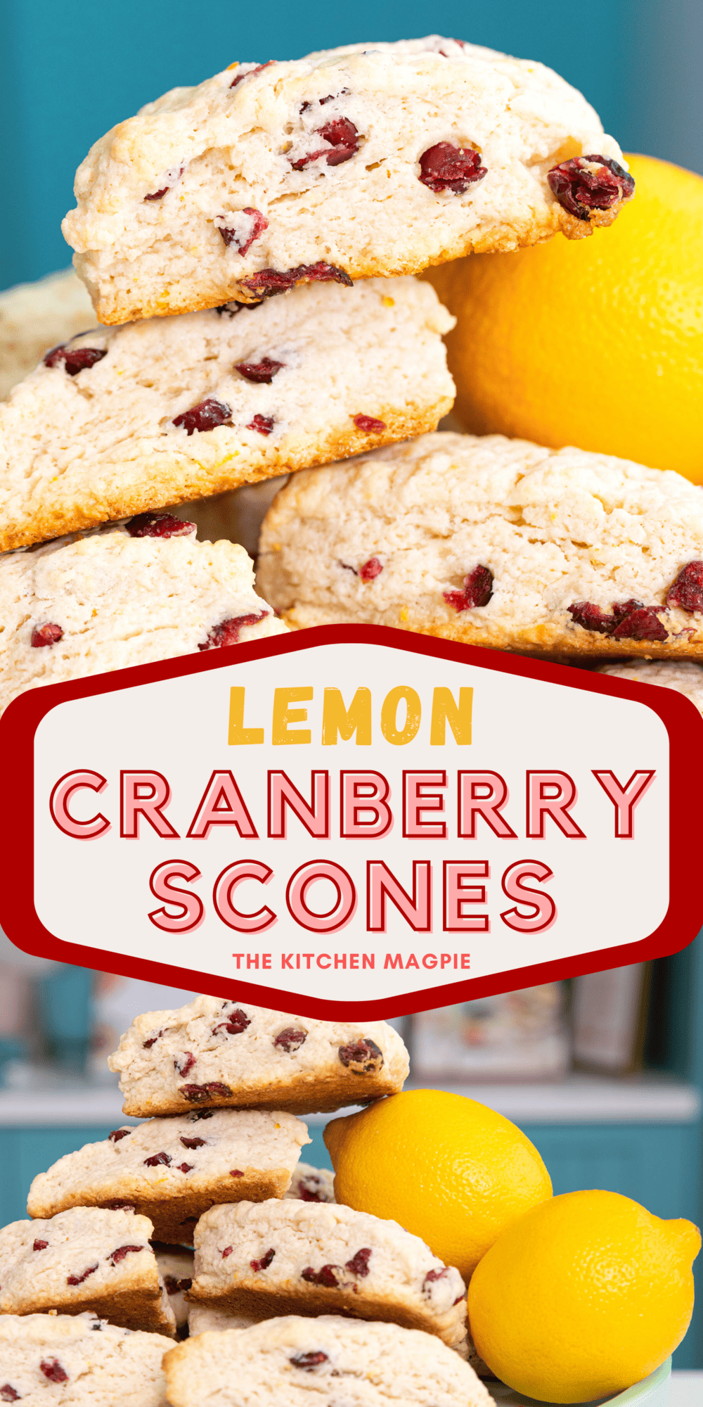Buttery, crispy lemon scones with the added tangy zing of cranberries. This recipe yields 18 scones. 