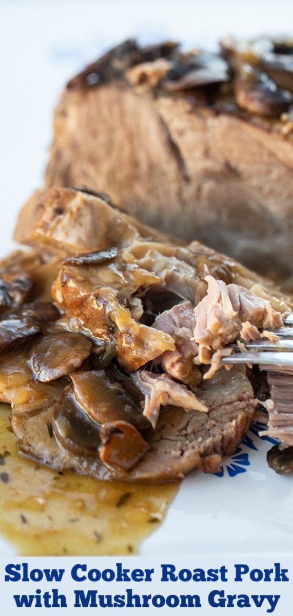 How to cook a pork butt roast, also known as a Boston butt roast, in your crock pot with a delicious mushroom gravy to enjoy as well. #pork #crockpot #slowcooker #mushrooms