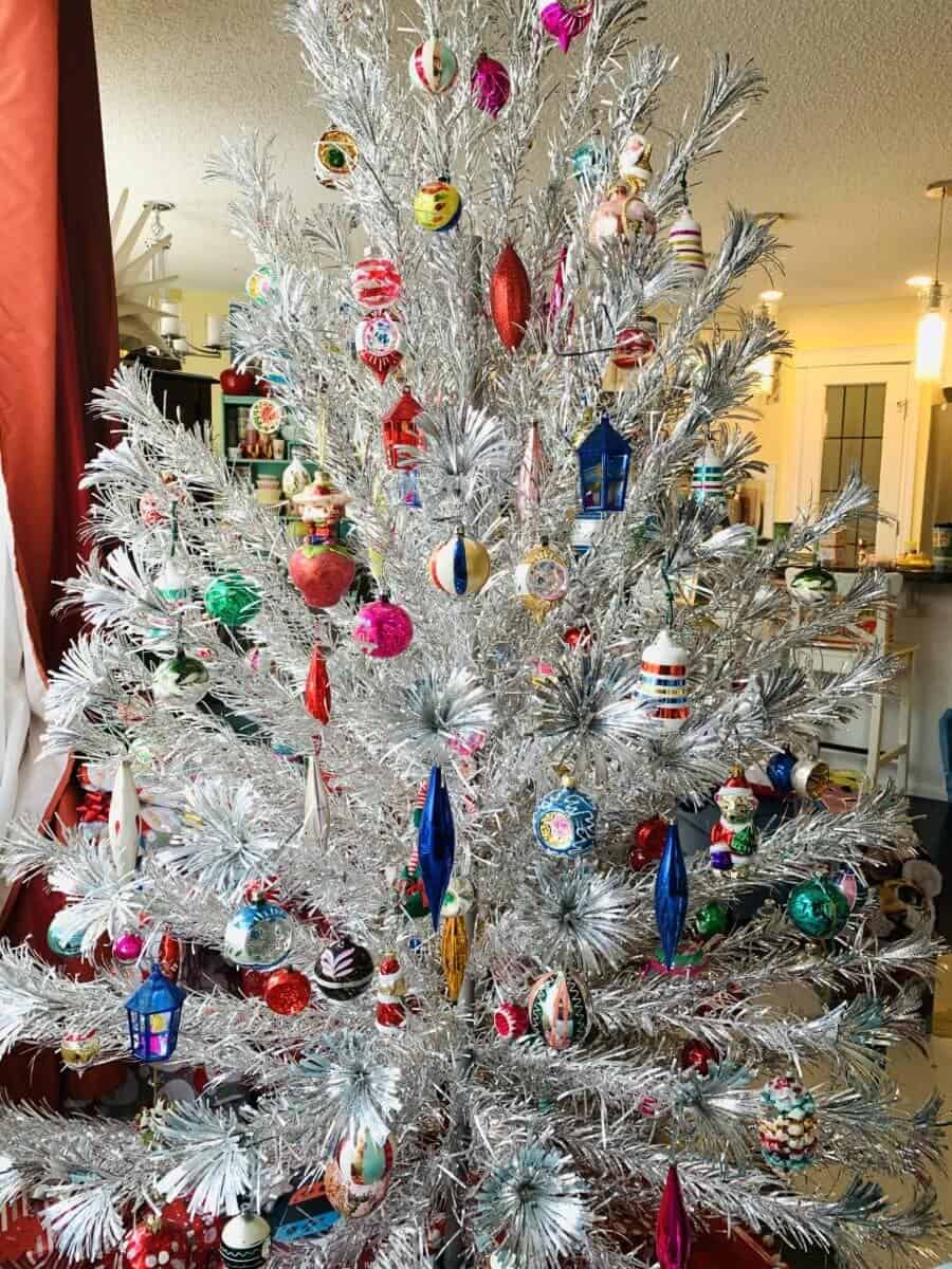 vintage aluminum pompom sparkler Christmas tree