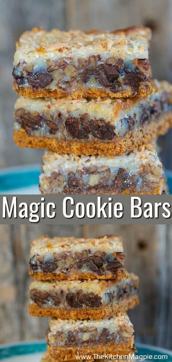 Is anything more classic than delicious Magic Cookie Bars? These condensed milk and chocolate coconut layer bars are so easy to make and are always a crowd favorite! #magicbars #7layerbars #hellodolly