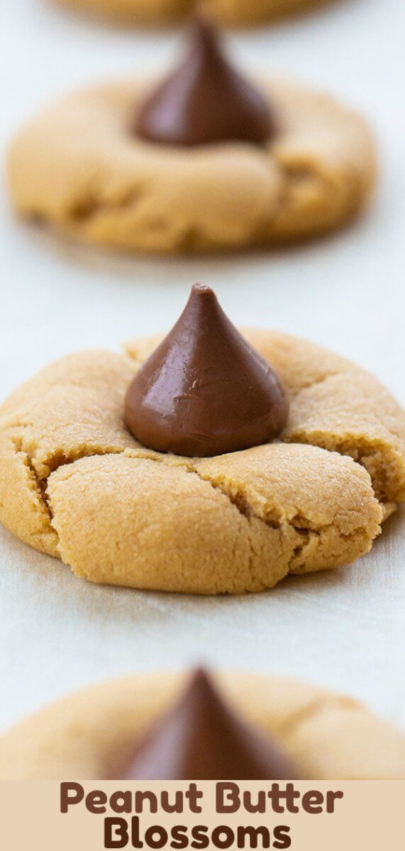There is a reason that these Peanut Butter Blossom Hershey Kiss Cookies are one of the most requested cookies in every household for the holiday season - they are pillowy soft peanut butter cookies with a chocolate kiss on top that are cookie perfection! #peanutbutter #blossoms #cookies #christmas