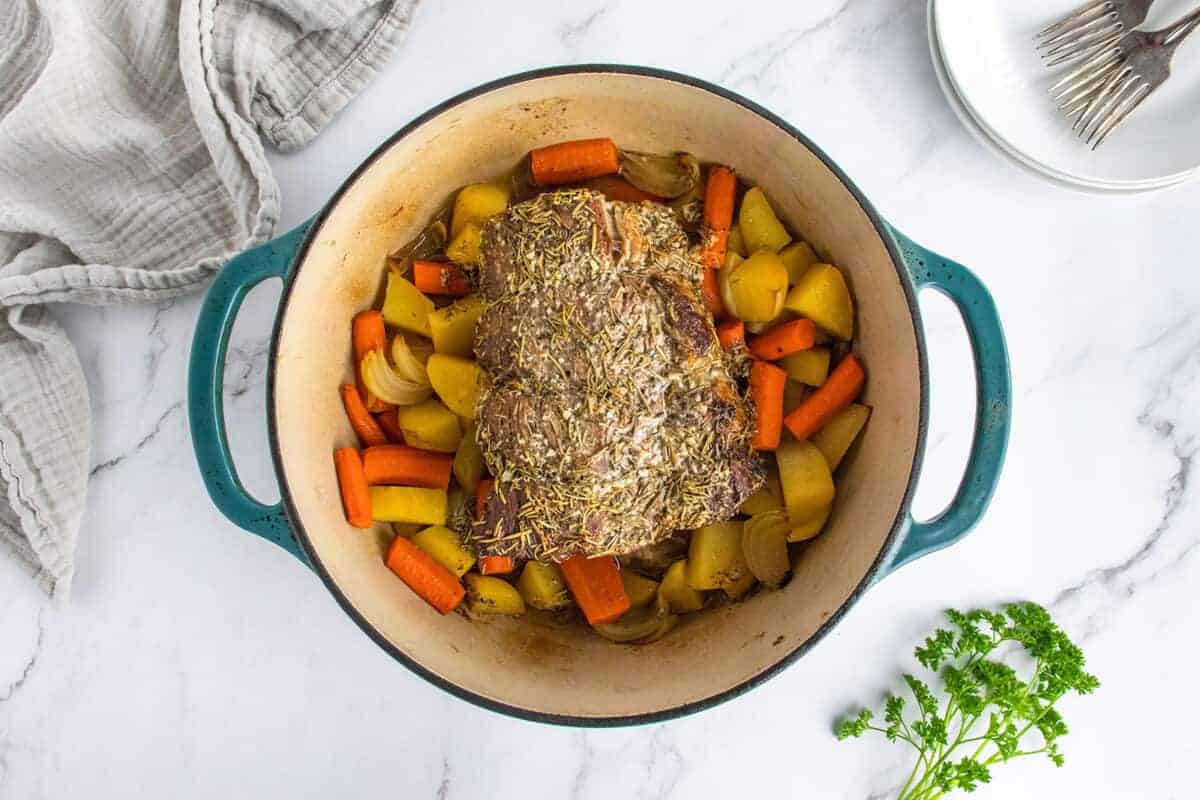 sirloin roast in a Dutch oven