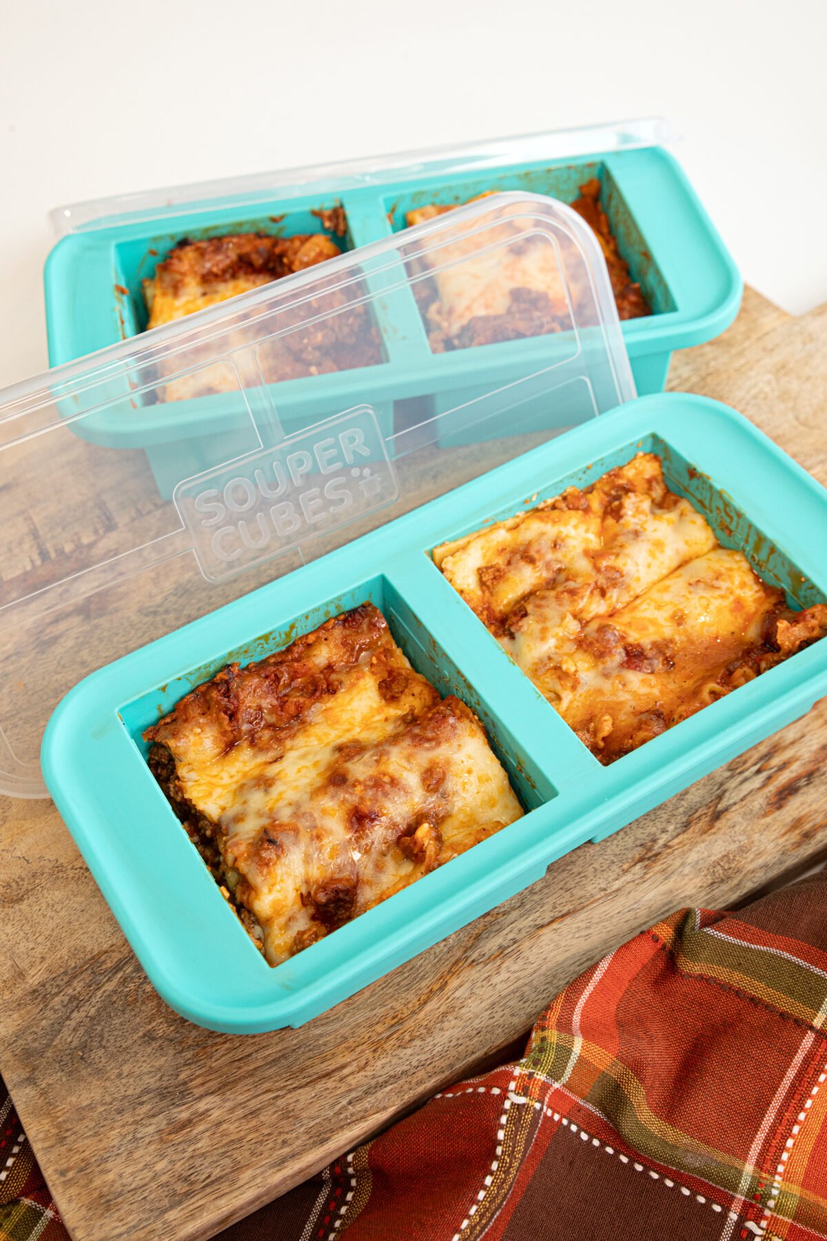 lasagna slices in Souper Cubes