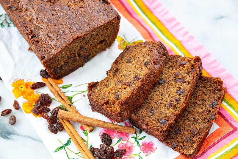 a loaf and slices of Cinnamon Raisin Banana Bread