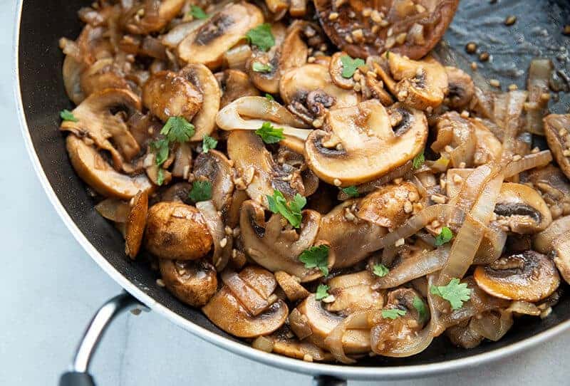 Garlic Balsamic Sauteed Mushrooms and Onions