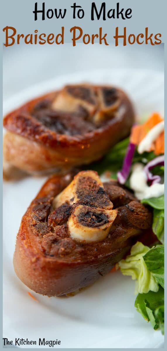 Making braised ham hocks is easier than you think! This often overlooked cut of meat yields a delicious and tender meat when braised. #porkhocks #hamhocks #pork