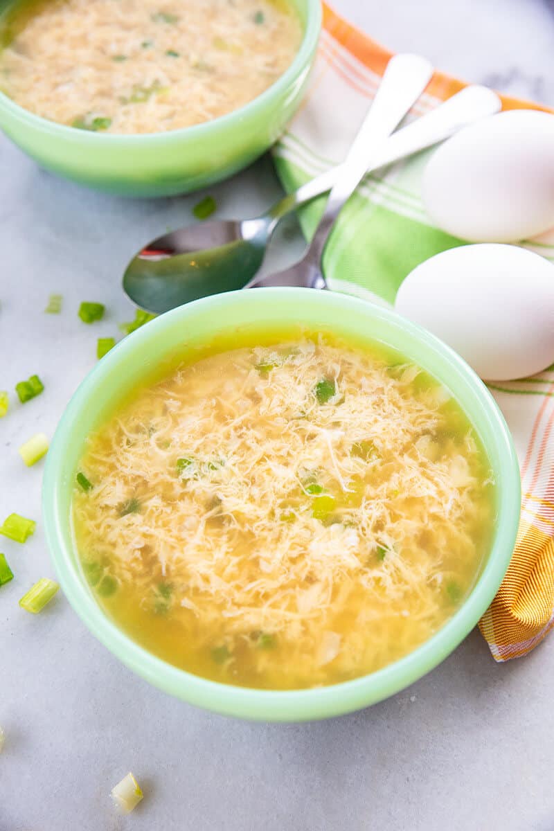 Close up of Egg Drop Soup ready to enjoy!
