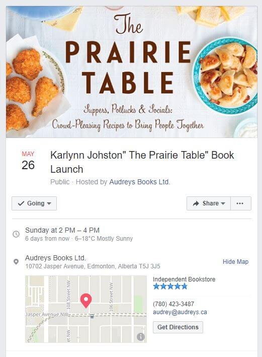 Edmonton Event for Second Cookbook, The Prairie Table