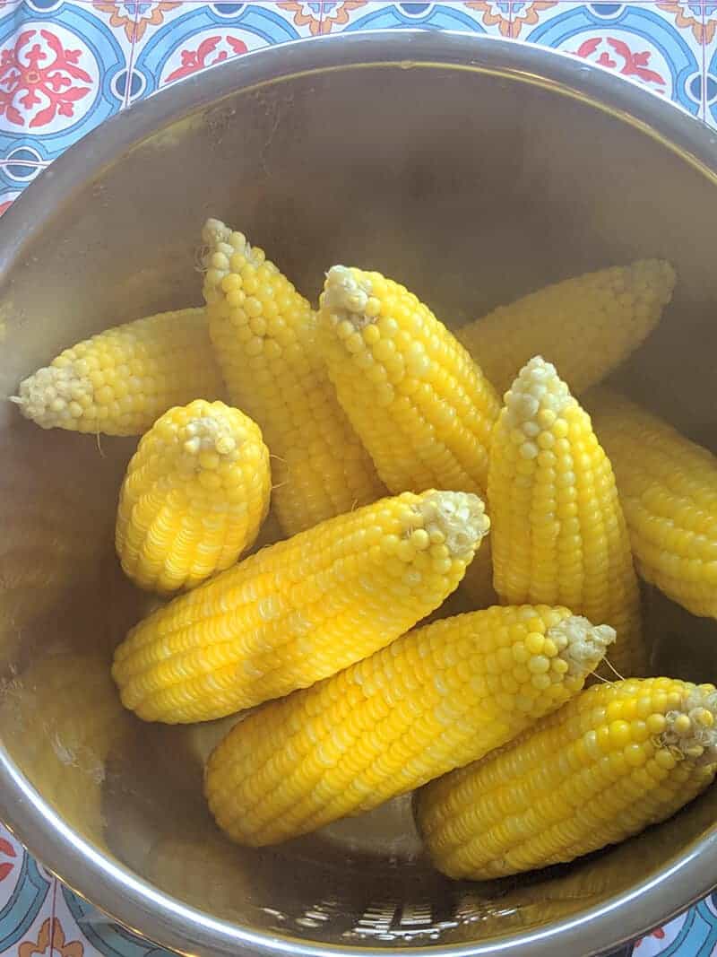 steaming cooked corn on the cob in an Instant Pot