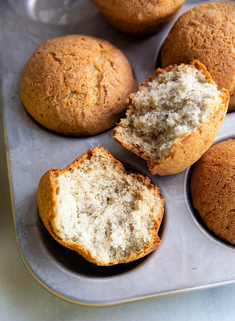 teared up Banana Bread Muffin in muffin tins