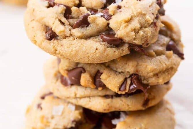 a stack of brown Butter Chocolate Chip Cookies
