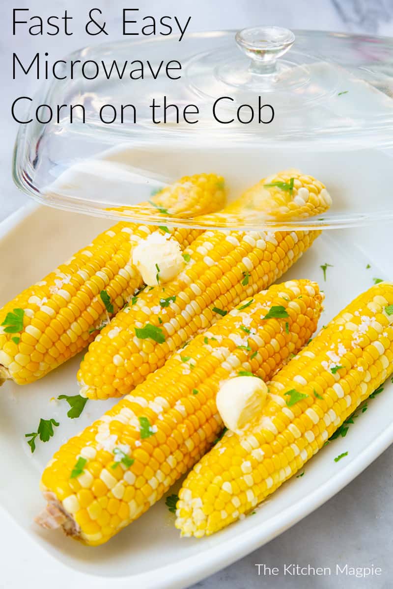 Making perfectly cooked corn on the cob in the microwave has never been easier, cleaner OR faster! You do not leave the corn in the husks for this recipe! #corn #sidedish #recipe 