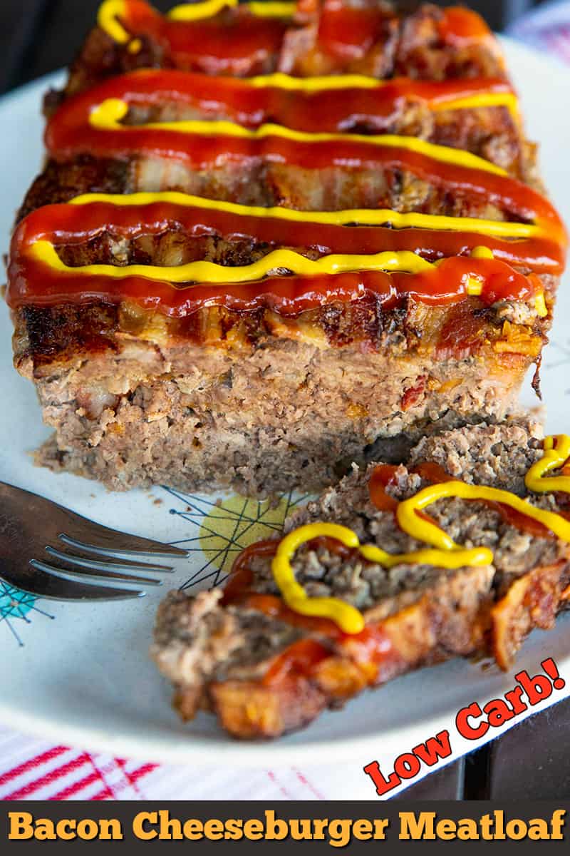 This bacon cheeseburger meatloaf is a cheeseburger without the bun! Great for low carb and keto diets, but also for meatloaf lovers! The pickles are tops!!!!