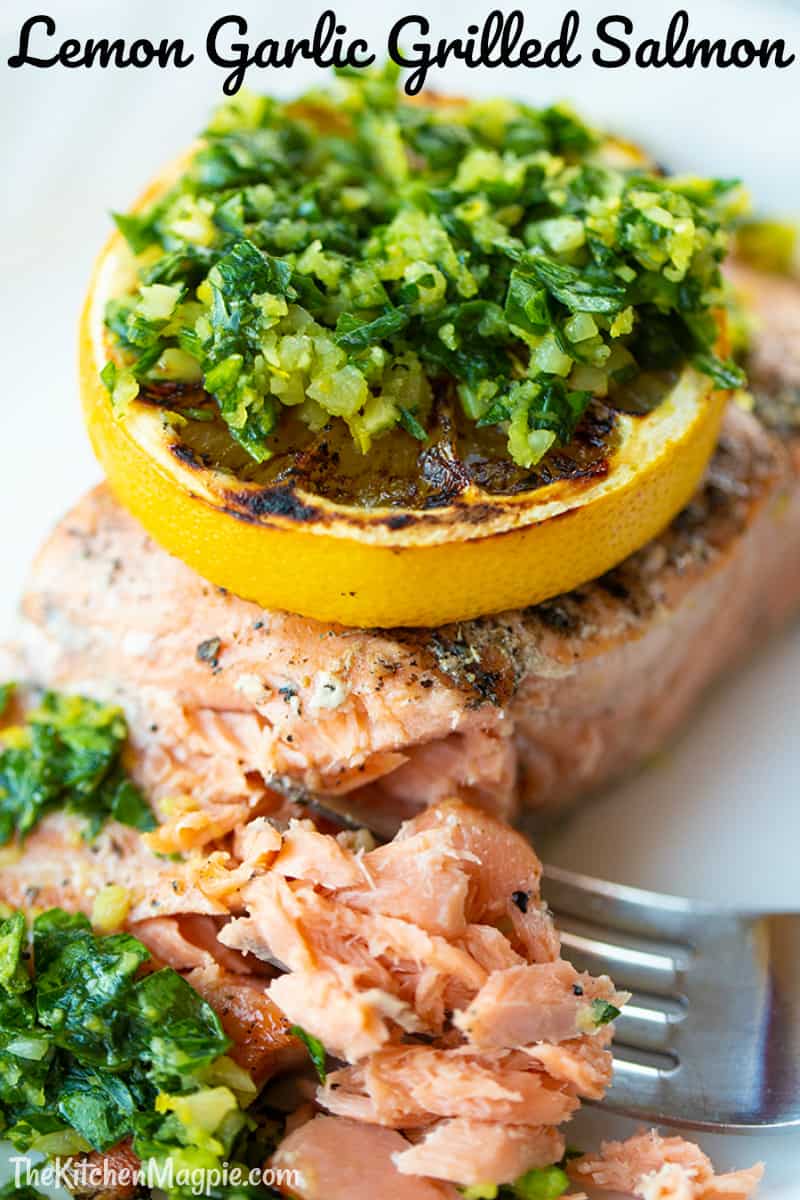 This fantastic grilled salmon is a great recipe for people that might not like the heavy fish taste of salmon. The light lemony gremolata is the taste highlight of the dish. 