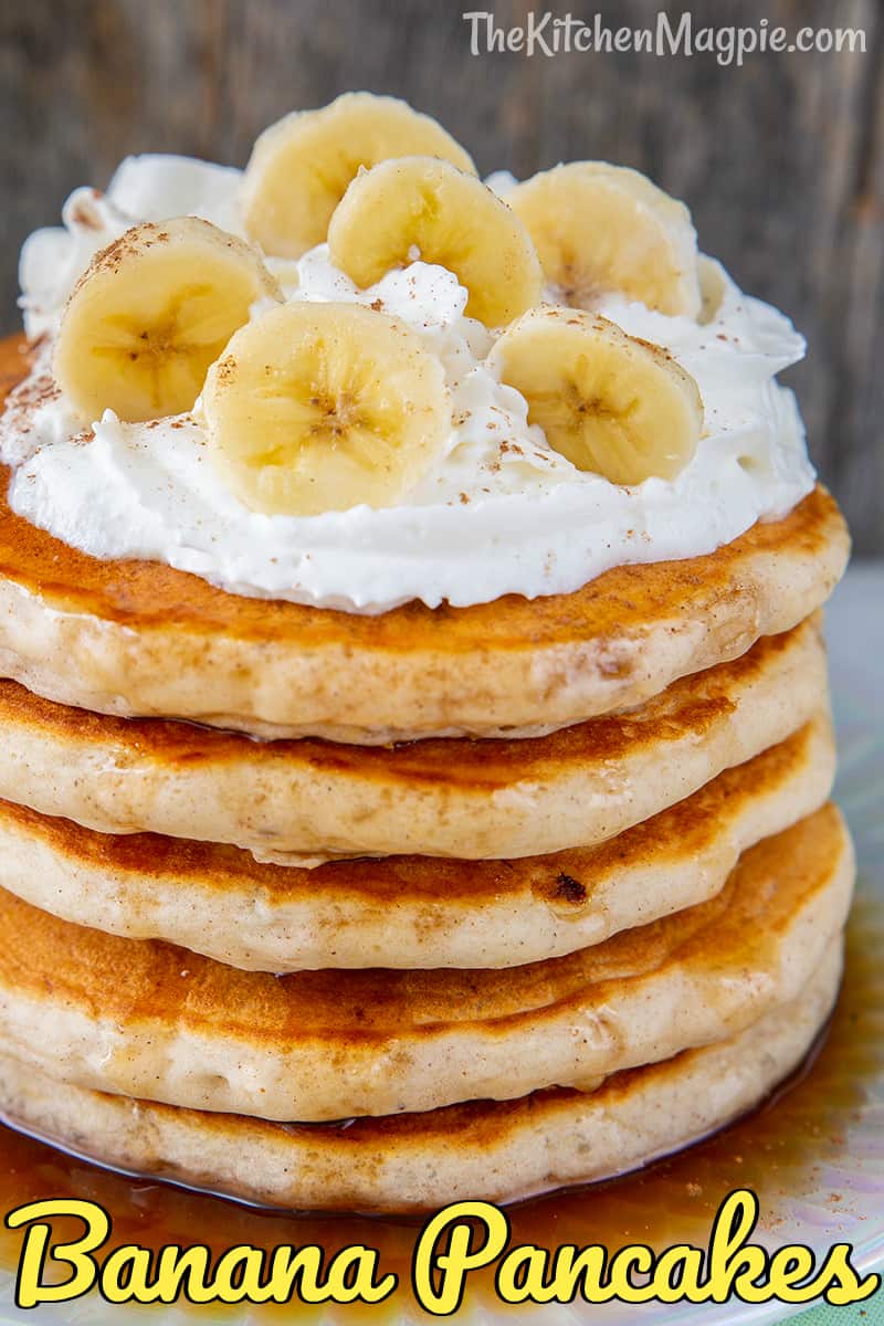 These fluffy, delicious banana pancakes are perfect for using up ripe bananas and an easy, healthy breakfast for the family.