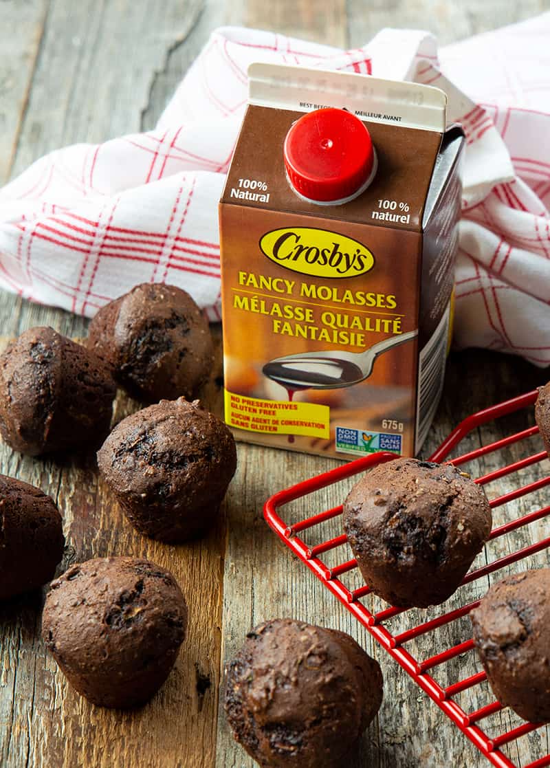 some pieces of Brownie Bites and a box of Crosby's Fancy molasses