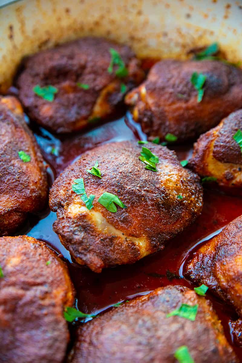 close up Smoked Paprika Baked Chicken Thighs