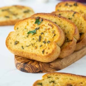 close up Homemade Texas Toast on a wooden board