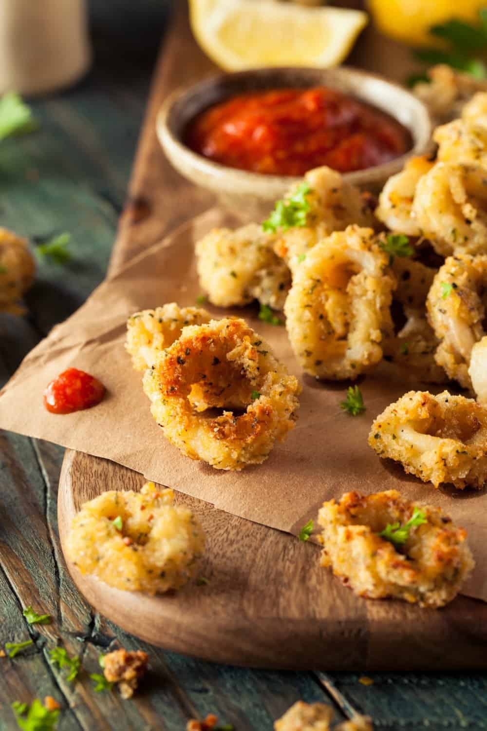 Homemade Breaded Fried Calamari with Marinara Sauce