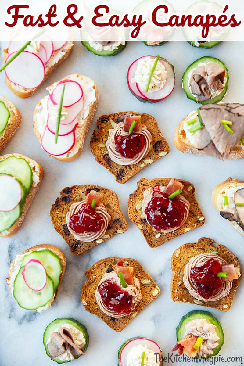 Delicious canapés loaded onto a platter are a holiday or party must - and lucky for us, canapés can be extremely easy for a host or hostess to make. #canape #appetizers #partyfood #christmas 