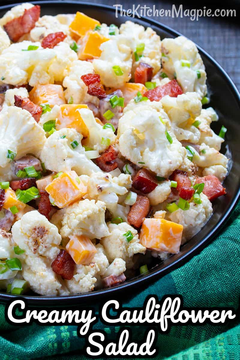 You can make this amazing creamy bacon cauliflower salad with cooked OR raw cauliflower, the choice is up to you! A great low carb dish!