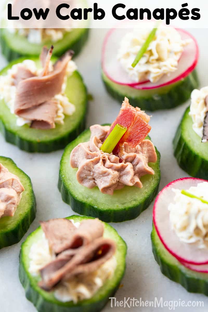 Delicious canapés loaded onto a platter are a holiday or party must - and lucky for us, canapés can be extremely easy for a host or hostess to make. #lowcarb #keto #canape #christmas #appetizer